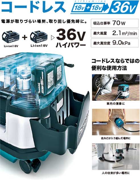 マキタ（makita） ハイブリッド集じん機 VC860DZ（本体のみ） : P