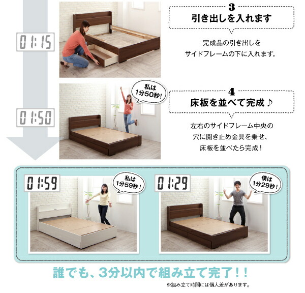 ベッド セミダブルベッド マットレス付 セミダブル マットレス付き 収納 収納 付き 組み立て簡単 一人暮らし ボンネルコイルマットレス付き_7