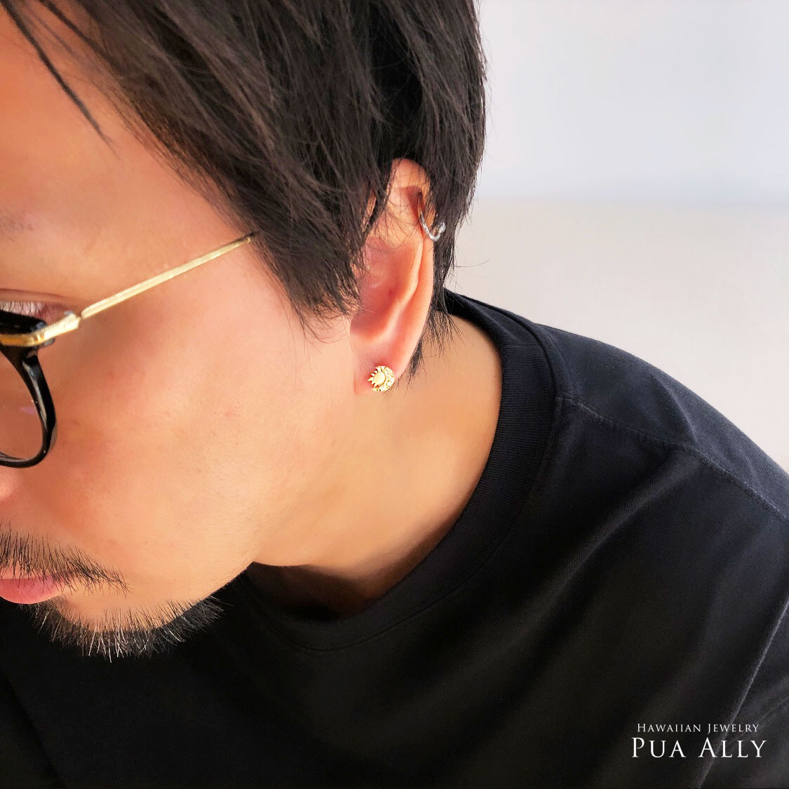 ラリマー & オパール ムーン フープ ピアス ハワイ BellaAnela ラリマー & オパール ムーン フープ ピアス ハワイ BellaAnela