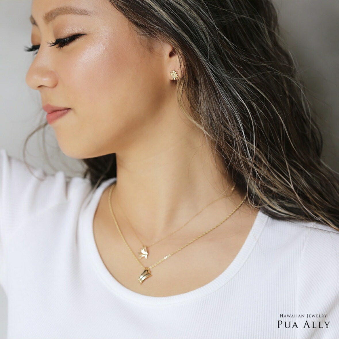 ハワイアンジュエリー 【K14 ハワイアン サンフラワー ピアス】 14金