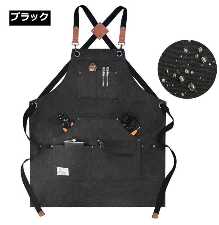 送料無料 エプロン キャンバス 前掛け カフェエプロン 園芸エプロン