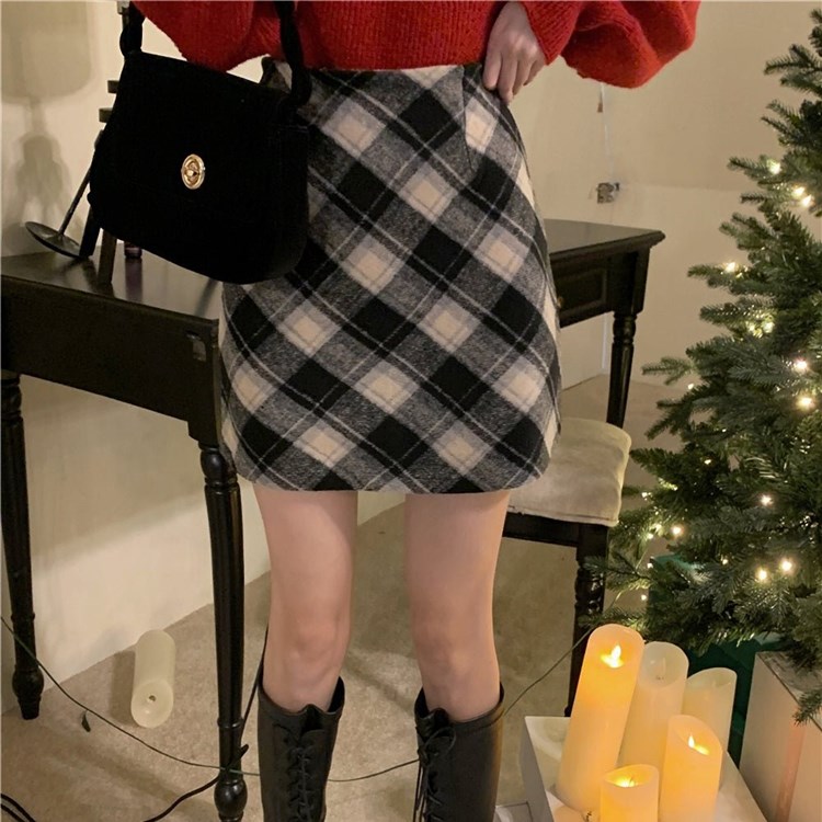 スカート 秋 冬 チェック Aライン ボトムス 膝上丈 ミニ丈 カジュアル
