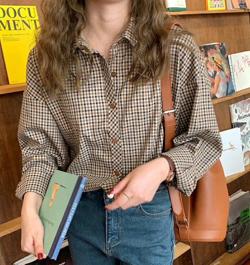 ブラウス レディース ブラウス 長袖 チェック柄 シャツブラウス 女性 チェックシャツ ブラウス きれいめ 通勤 OL ビジネス ゆったり  春夏 sghnvqd046-1.jpg