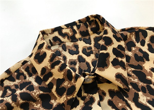 送料無料 M-4XL シャツ ブラウス レディース 長袖 ヒョウ柄 豹柄 長袖