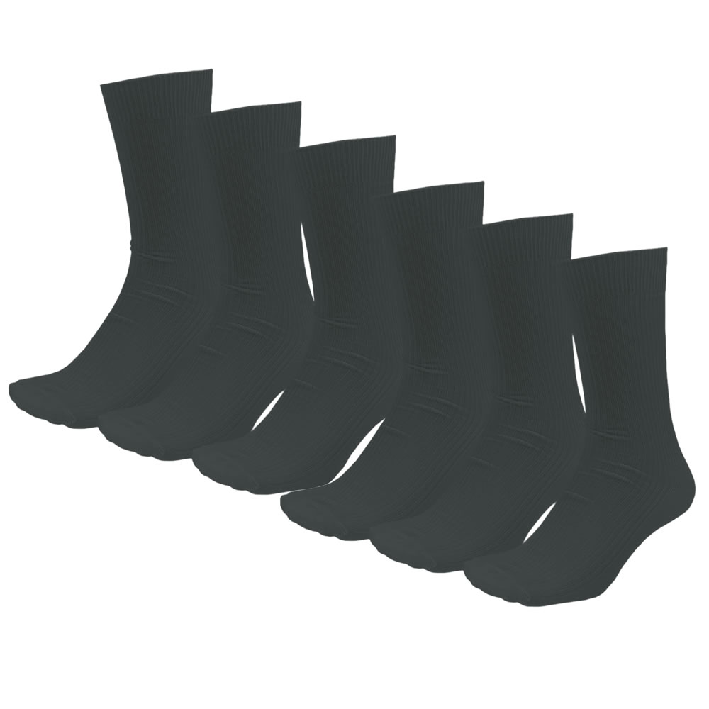 送料無料 6足組 リブ クルーソックス 23-25cm 25-27cm 紳士 スクール