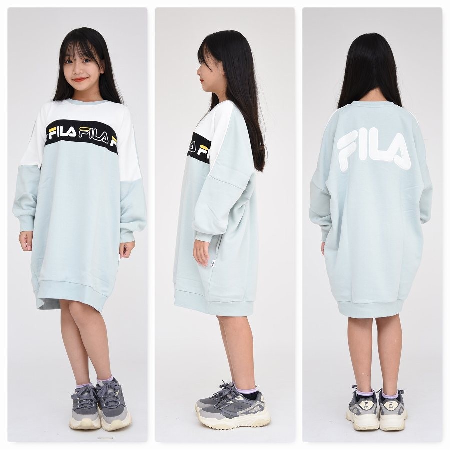 ワンピース 長袖 子供服 FILA 裏毛起毛 暖か フィラ 女の子 ブランド