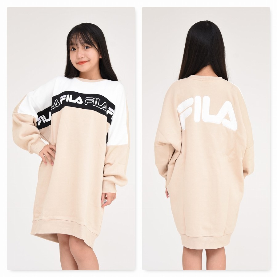 ワンピース 長袖 子供服 FILA 裏毛起毛 暖か フィラ 女の子 ブランド