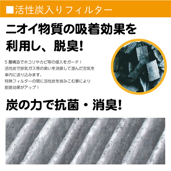 ニッサン ティアナ J31 H15.2-H20.5 AY684/5-NS001 7803A005 1N03-61-148 活性炭入り 5層構造 ホコリ 臭い カビ 対策 脱臭 猛暑 車用 メール便送料無料 PEA57S | 日産 | 03