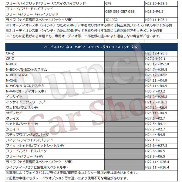 ホンダ オーディオハーネス 24P 配線キット ナビ取付け HONDA 2分岐線