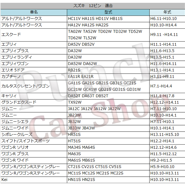 オーディオハーネス 12P 配線変換 ナビ取り付け ワゴンRソリオ ワゴンR