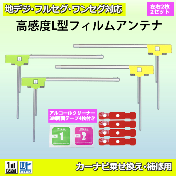 ケンウッド メール便 送料無料 L型フィルムアンテナ両面テープ付 ナビ載せ替え 地デジ補修 パナソニック/ケイヨウ/クラリオン PG11MO44C｜PUNCHカーショップ