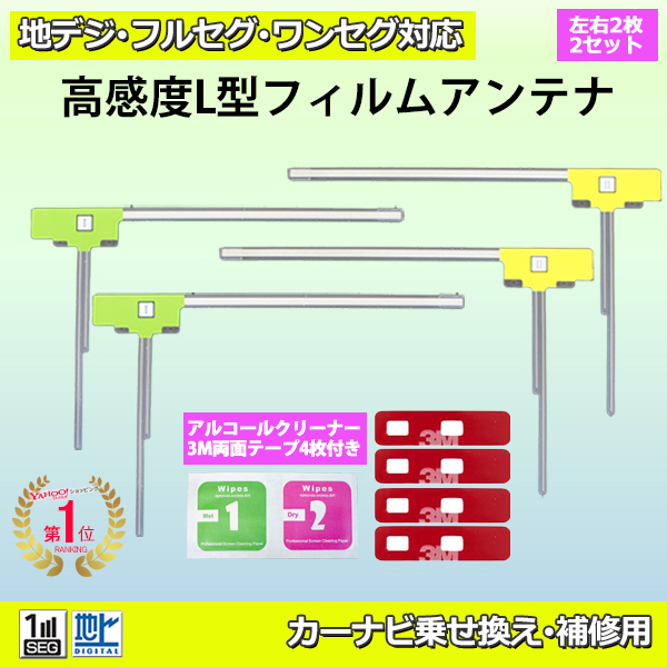 両面テープ付 L型フィルムアンテナ 送料無料 ナビ載せ替え 地デジ補修 カロッツェリア AVIC-ZH77/AVIC-ZH0009CS PG11MO84C | ブランド登録なし