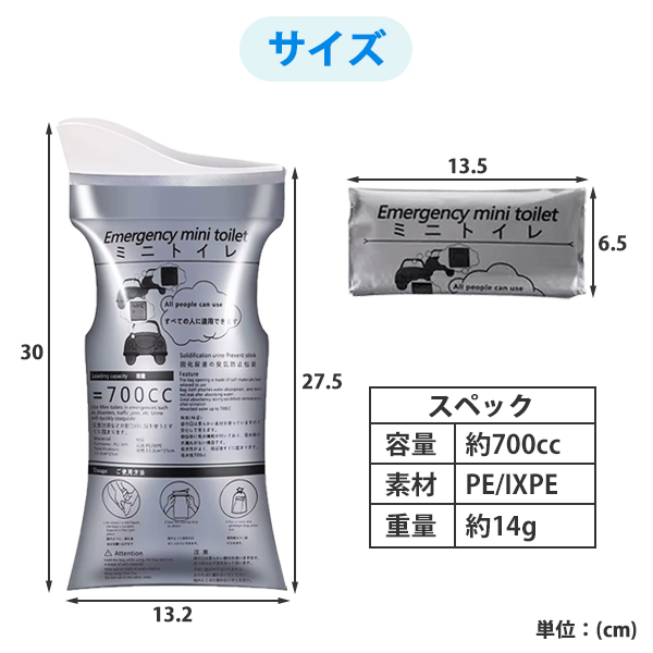 ミニトイレ 20個セット 携帯 ポケットサイズ 災害 交通渋滞 備蓄 男女