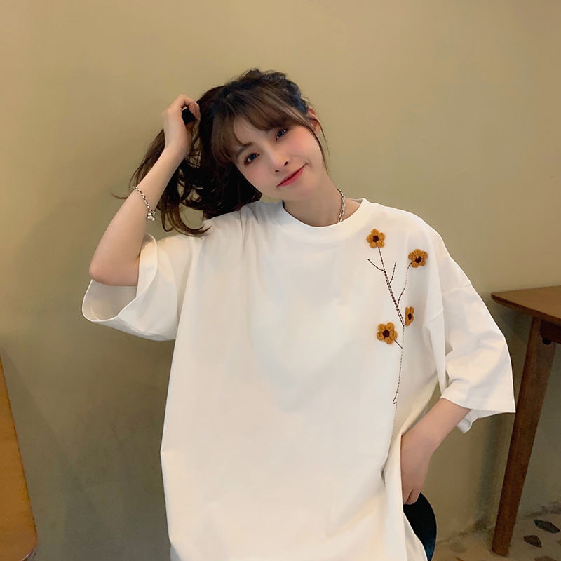 大きいサイズ レディース Ｔシャツ ゆったり お花 刺しゅう かわいい インスタ映え S〜5XL LL 2L 3L 4L 5L 6L 春夏  :ptp-0192:A PUNI MASYU mon cheri 通販 