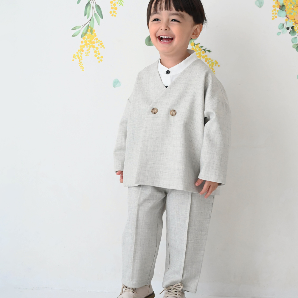 PUPPAPUPO セットアップ ノーカラージャケット フォーマルスーツ ジャケット 無地 シンプル キッズ  パンツ 90 100 110 120 130 子供服 男の子 プッパプーポ | PUPPAPUPO | 01