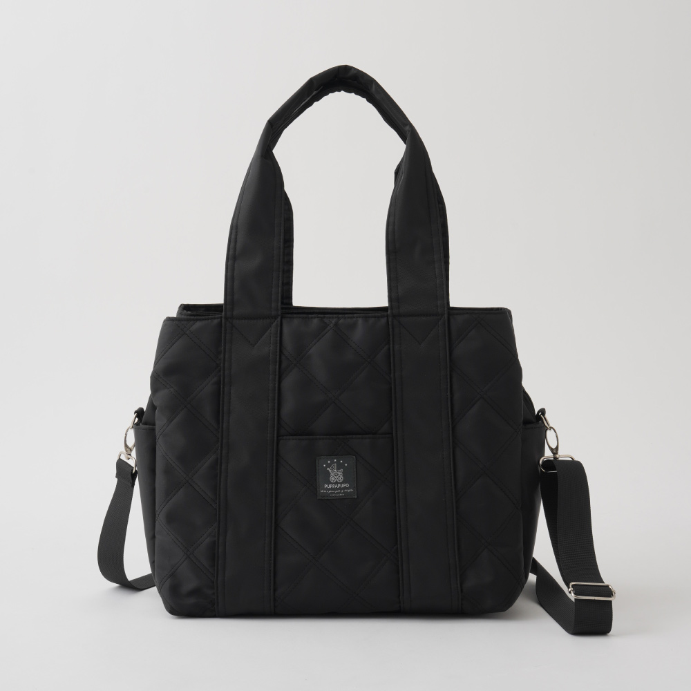 大容量 A4スッポリ2way マザーズバッグ トート キルティング 黒 付属品