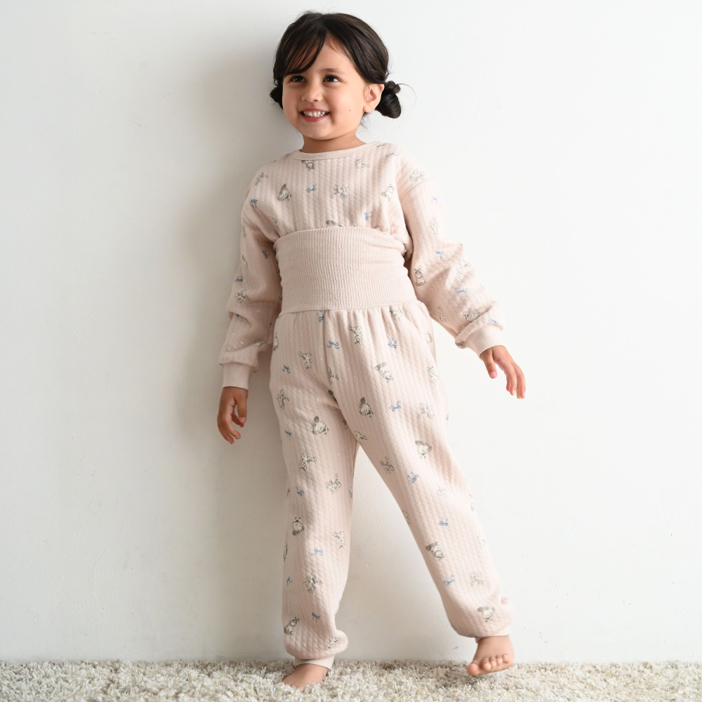 PUPPAPUPO 腹巻き付き ベビー パジャマ ニットキルト 長袖 腹巻 キッズ ルームウェア セットアップ 上下セット 80 90 100 110 男の子 女の子 子供 プッパプーポ | PUPPAPUPO | 02