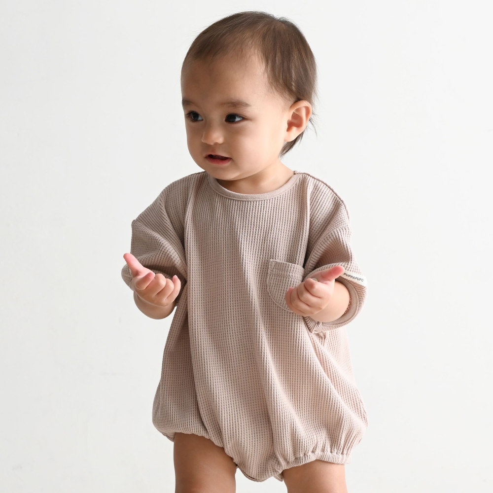PUPPAPUPO（プッパプーポ） プランプ 半袖 ロンパース ワッフル 綿100