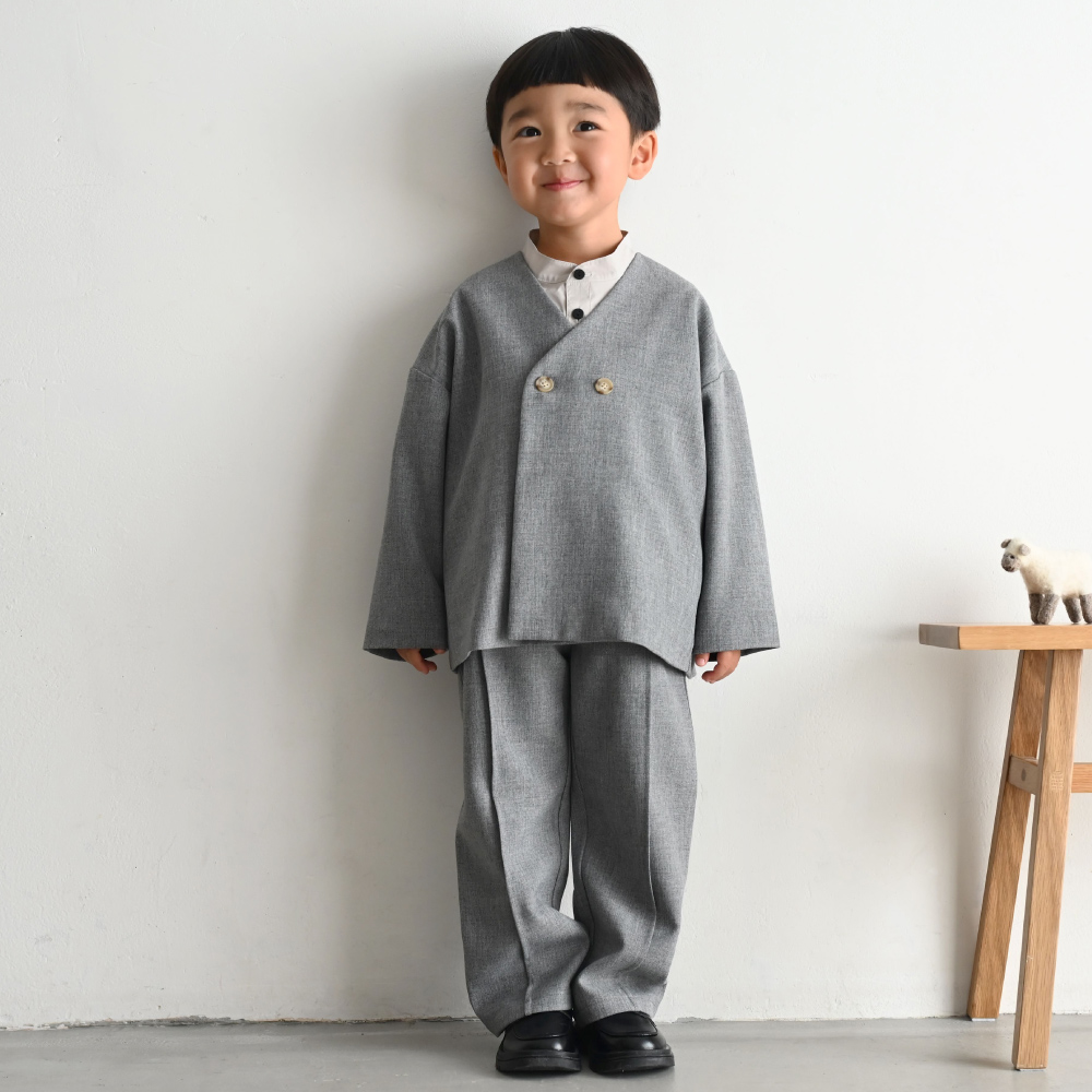 PUPPAPUPO セットアップ ノーカラージャケット フォーマルスーツ ジャケット 無地 シンプル キッズ  パンツ 90 100 110 120 130 子供服 男の子 プッパプーポ | PUPPAPUPO | 03