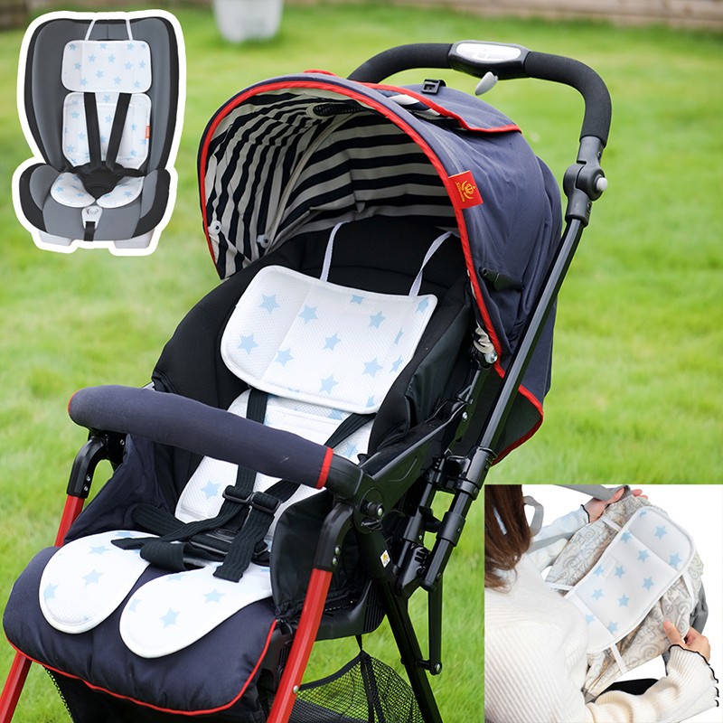 暑い日のお出かけに 保冷 保温ジェル袋2個付き エアリーメッシュクッション ベビーカー チャイルドシート マット ストローラー クッション 抱っこ紐 6周年記念イベントが