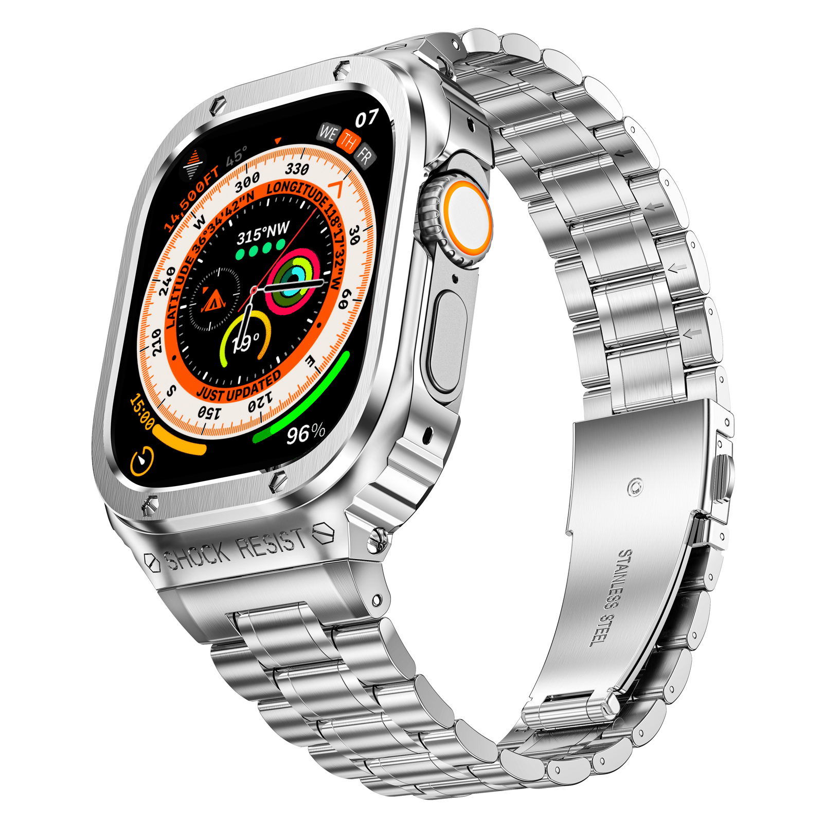 Apple Watch Series 8 7 6 5 4 SE バンド 保護ケース付き アップルウォッチ バンド 40mm /41mm 高級 ステンレス おしゃれ メンズ 40mm /41mm かっこいい｜pupushop｜02