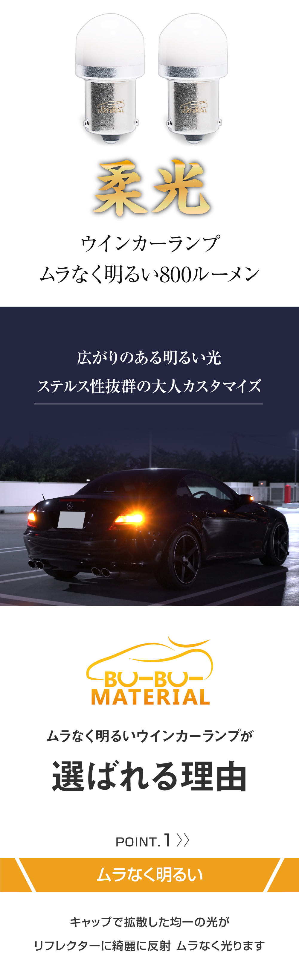 S25 LED シングル ウインカー 180° 抵抗内蔵 あえてしていません