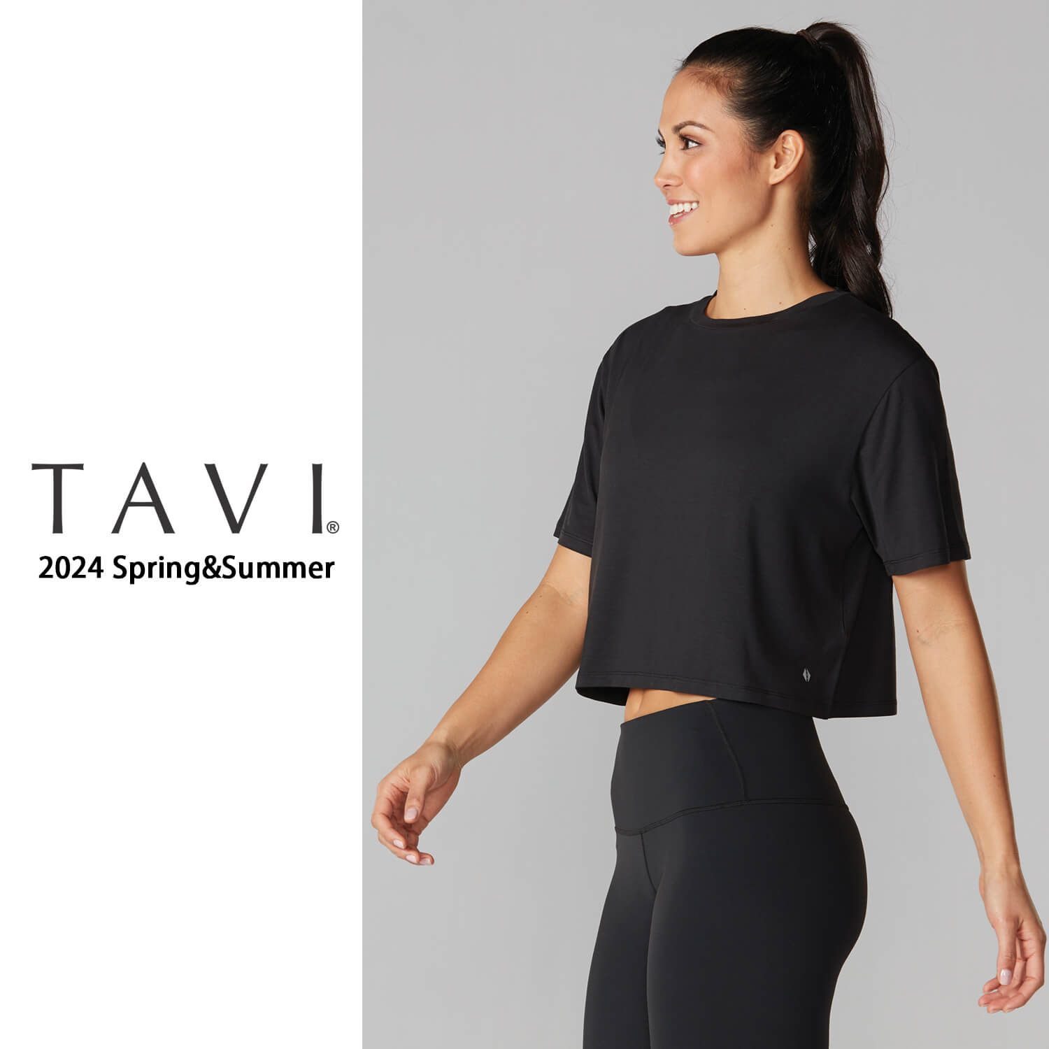 TAVI ヨガウェア トップス 半袖 Tシャツ ショート丈 クロップド丈