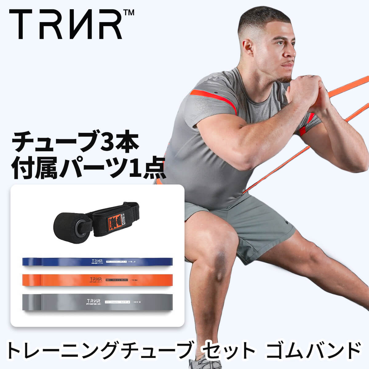 トレーニングバンド バンド3本+アンカーセット 筋トレ トレーニング ゴム 強力 エクササイズ トレイナー パワーバンド3個セット TRNR SALEの画像