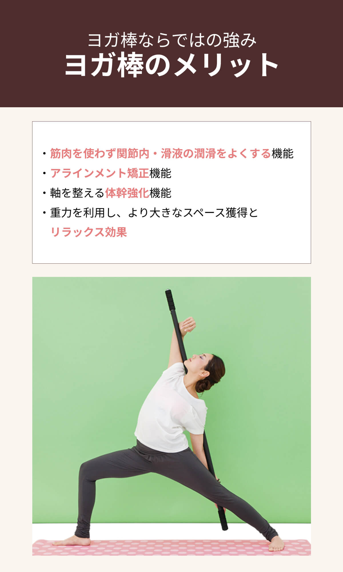 ヨガワークス ヨガ棒 ライト ストレッチ棒 ストレッチグッズ