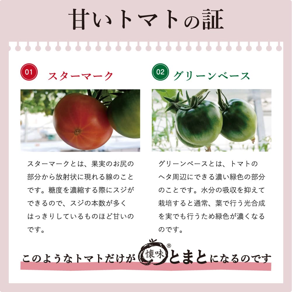 甘いトマトの証
