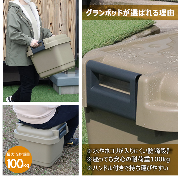 収納ケース （セット特価）収納ボックス アウトドア キャンプ 工具箱 ツールボックス（同色3個セット）グランポッド granpod 440 33Lの画像