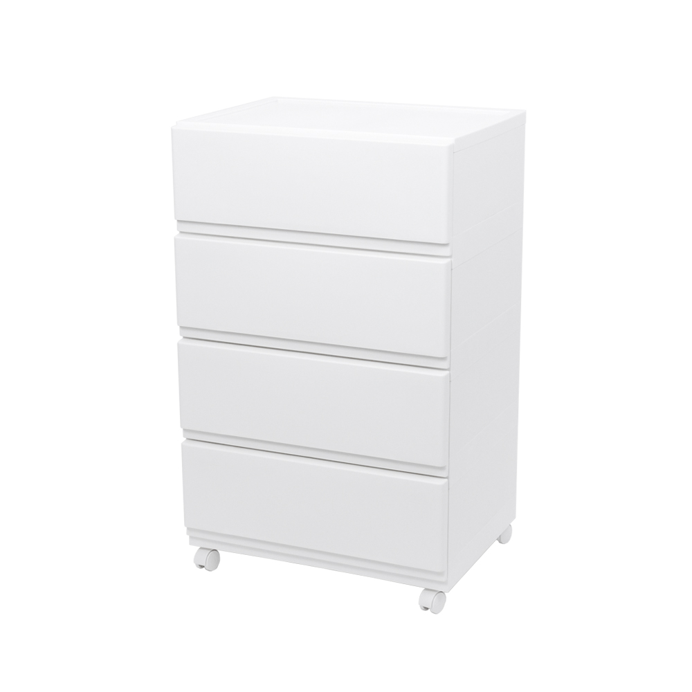 キャスター付きチェスト＆サイドポケット、4段引き出し 隠しキャスター付きチェスト 4段・高さ86.5cm幅80cm奥行40cm 通販