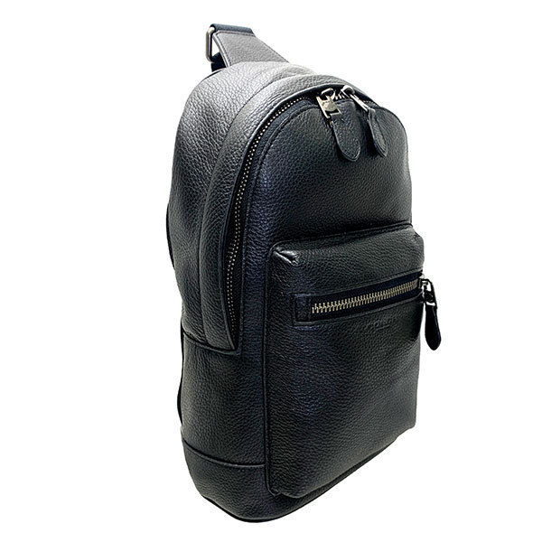 【美品】コーチ ウエスト スリム バッグパック リュックサック 黒 肩掛け COACH（コーチ） 国内発送 バッグ メンズ ショルダーバッグ レザー