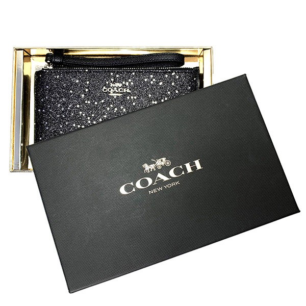 【COACH】☆☆グリッター☆ボックスリストレット☆ 即発 COACH コーチ ポーチ レディース スター グリッター スモール