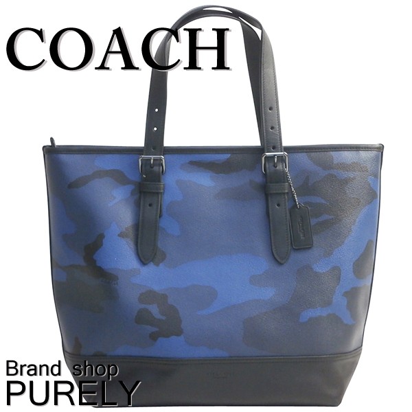 COACH◇トートバッグ/レザー/BLU/カモフラ/K1677-F57565 国内発送