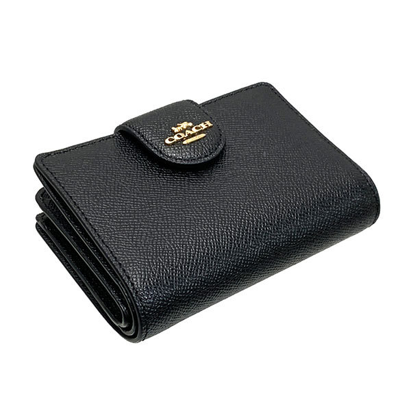 コーチ 財布 レディース COACH 折り財布 クロスグレイン レザー ミディアム コーナー ジップ ウォレット 6390 IMBLK ブラック コーチ COACH レディース WWW COACH（コーチ） 国内発送 財布 レディース 折り財布 クロスグレイン