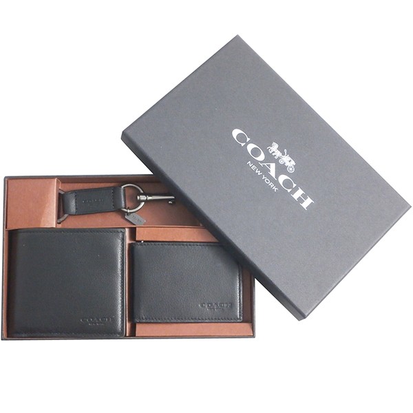 COACH（コーチ） 国内発送 財布 メンズ レザー コンパクト ID 折り財布