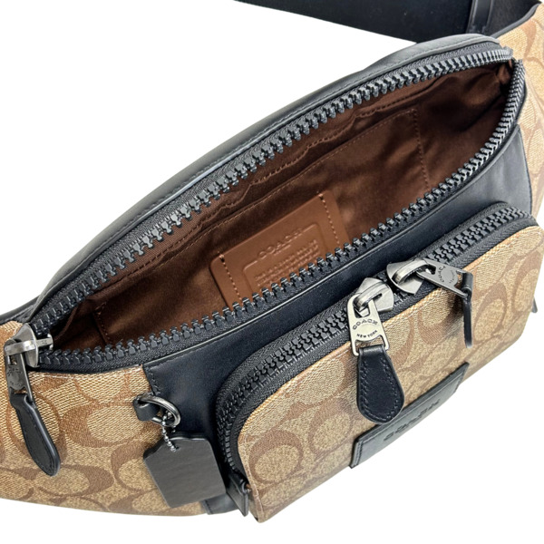 美品 COACH ボディバッグ C3765 シグネイチャー ブラック レザー COACH（コーチ） 国内発送 バッグ メンズ ボディバッグ シグネチャー