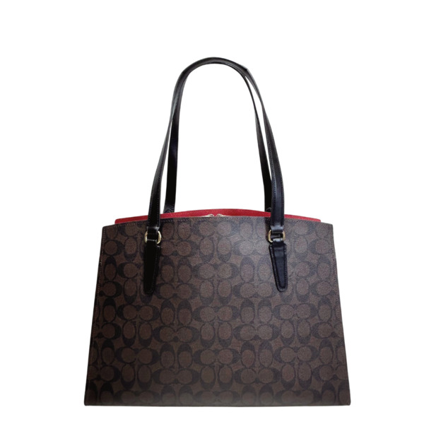コーチ トートバッグ シグネチャー ストライプ PVC レザー ブラック グレー COACH 国内発送 コーチ バッグ レディース トートバッグ