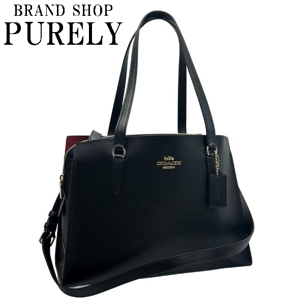 【良品】COACH コーチ トートバッグ テイタム 赤黒 4077　897F COACH 国内発送 コーチ バッグ レディース トートバッグ レザー