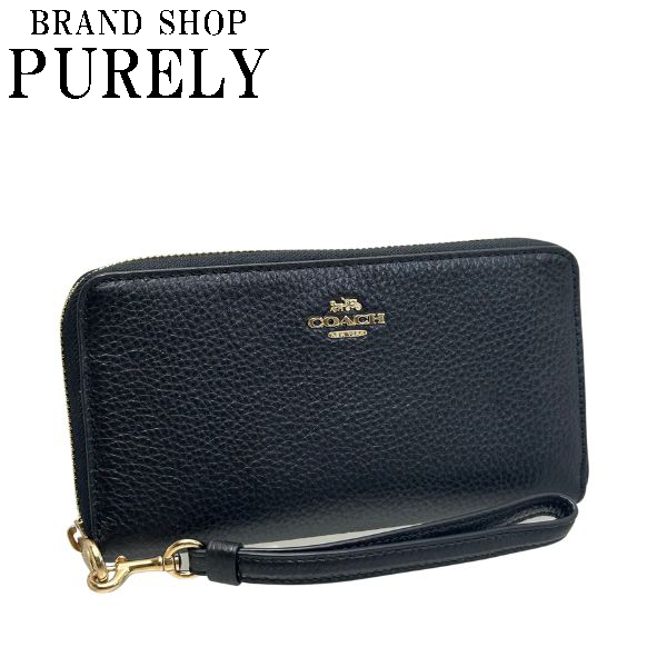 COACH コーチ　ブラック レザー 長財布　c4451 COACH（コーチ） 国内発送 財布 レディース 長財布 ペブルド レザー