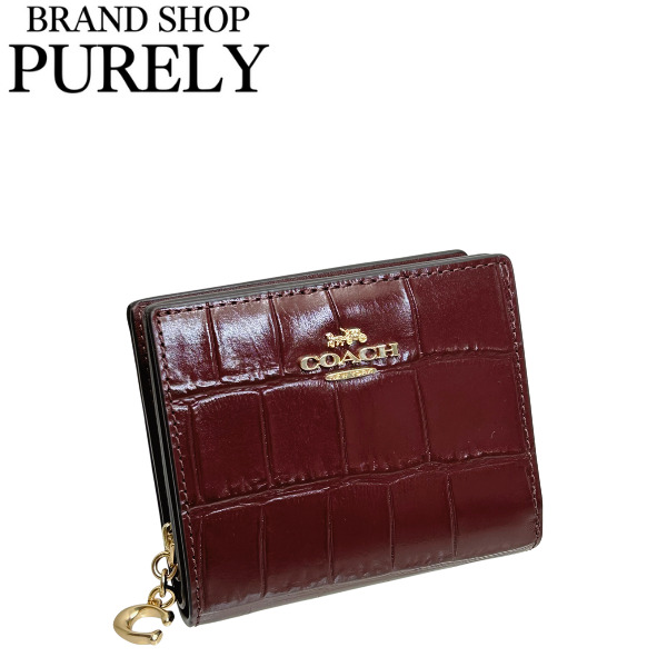 Celena　コーチ　長財布（エンボス加工/ワインレッド） COACH（コーチ） 国内発送 財布 レディース 折り財布 クロコダイル