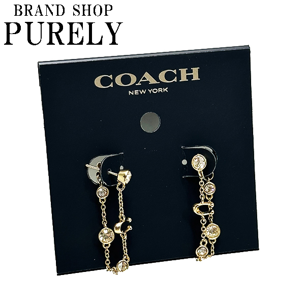 COACH シグネチャー クリスタル チェーン ピアス C9451
