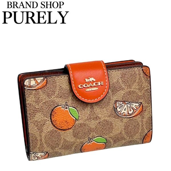 COACH（コーチ） 国内発送 財布 レディース 折り財布 オレンジ