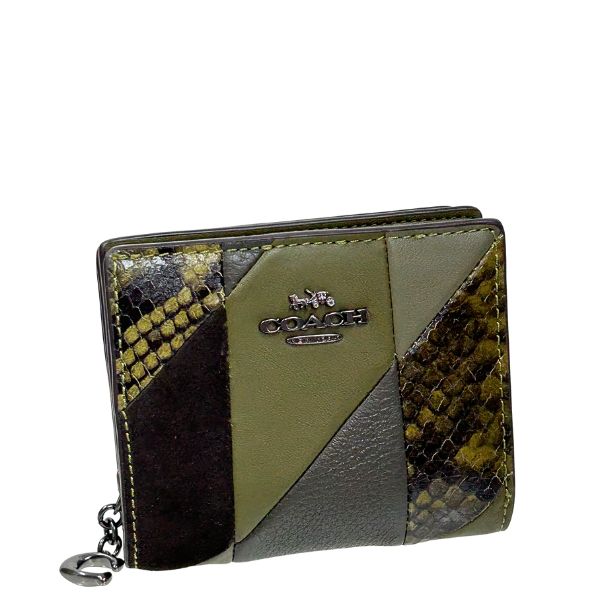 ☆訳あり☆COACH コーチ 折り財布 パッチワークパイソン ブラウン