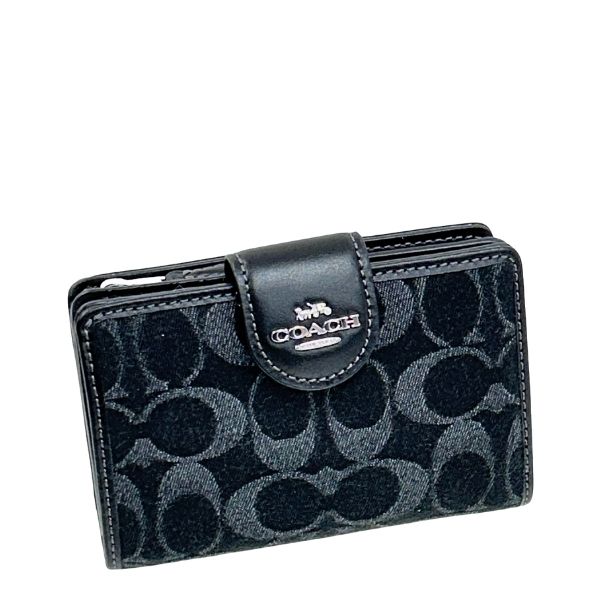 COACH キルティング　ミディアム コーナー ジップ ウォレット　ブラック COACH（コーチ） 国内発送 財布 レディース 折り財布 シグネチャー