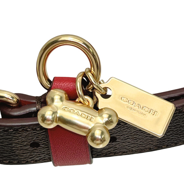 COACH（コーチ） 犬用首輪 大型犬 首輪 シグネチャー レザー ペット