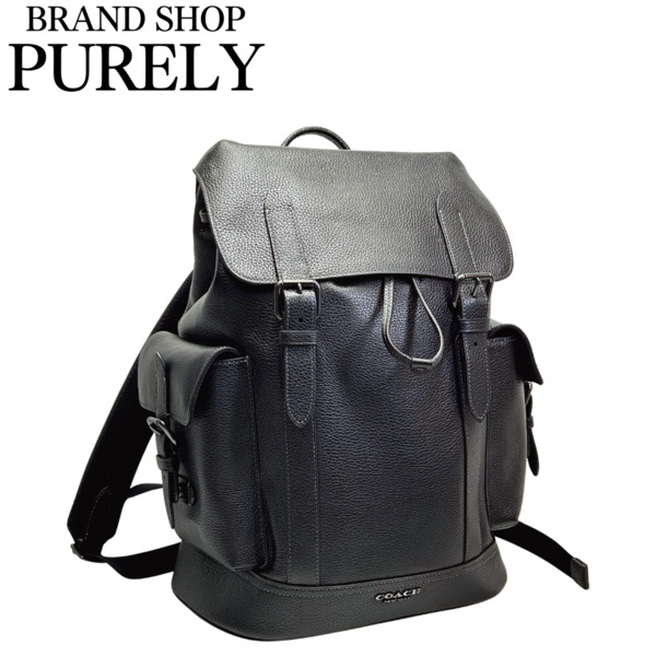 美品　希少　コーチ　リュック　ハドソン　オールレザー　30L ブラック　黒 美品コーチ リュック バックパックハドソン レザー 本革