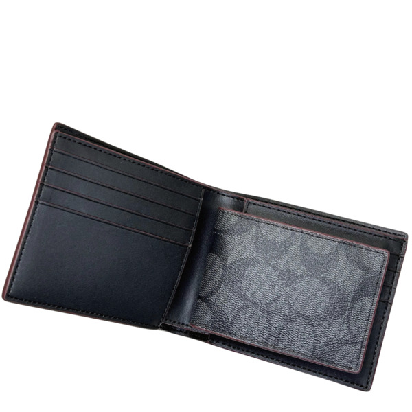 コーチ　三つ折り 財布　コンパクトウォレット　シグネチャー　ブラック　黒　メンズ COACH（コーチ） 国内発送 財布 メンズ 折り財布 シグネチャー 3in1