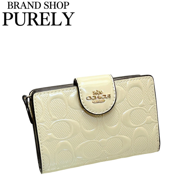 美品✴︎coachコーチ シグネチャー パテントレザー 財布ラウンドコインケース success0613_ct921-imchk